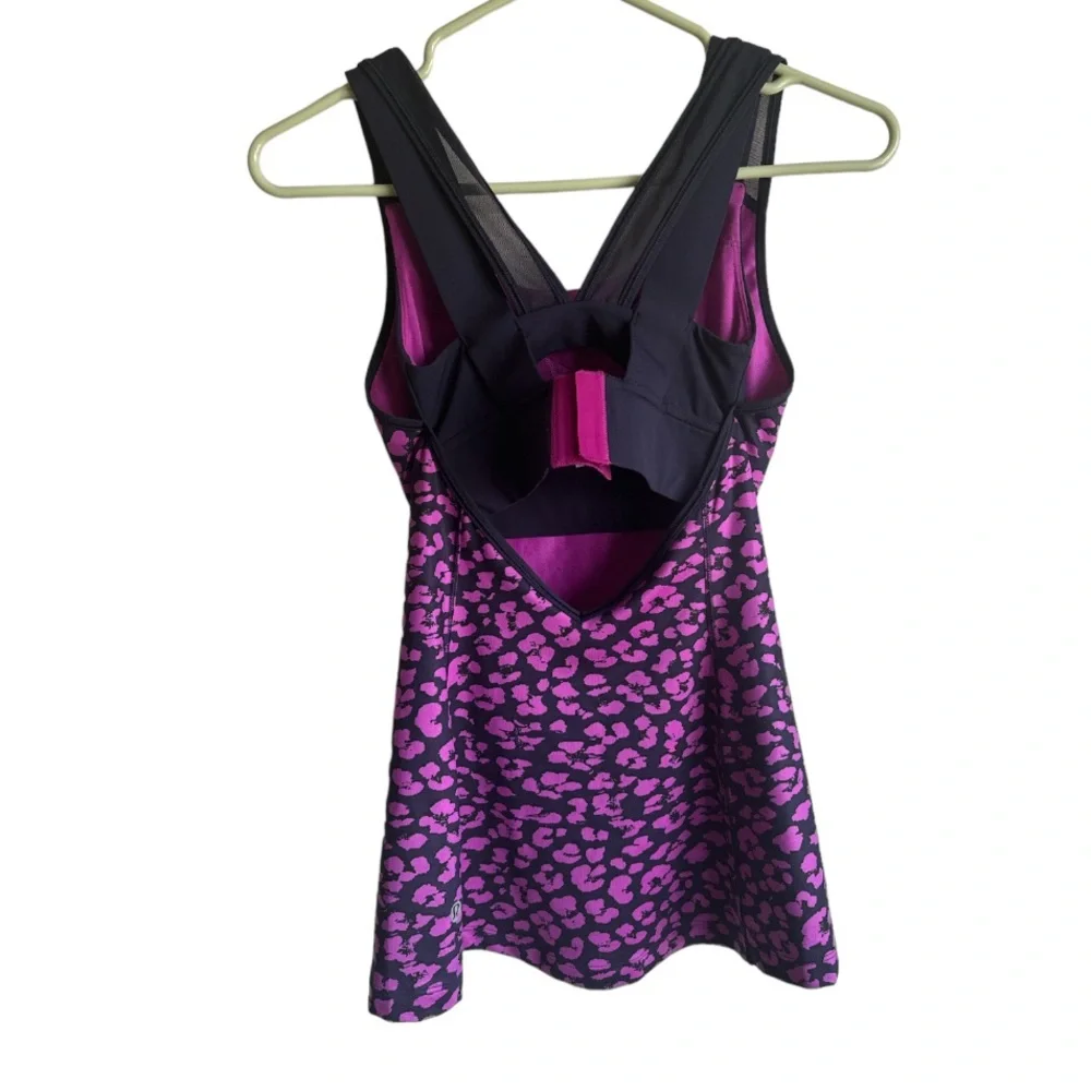 LULULEMON Super Sport Mini Cherry Cheetah Ultra Violet Naval Blue Tank Top Sz 2 - Picture 4 of 8